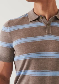 PATRICK ASSARAF Merino Wool-Silk Blend Striped Polo|Men Polos
