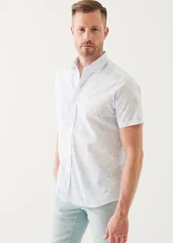 PATRICK ASSARAF Micro Floral Print Cotton Short Sleeve Shirt|Men Shirts