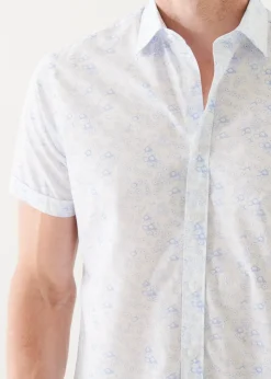 PATRICK ASSARAF Micro Floral Print Cotton Short Sleeve Shirt|Men Shirts