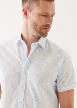 PATRICK ASSARAF Micro Floral Print Cotton Short Sleeve Shirt|Men Shirts