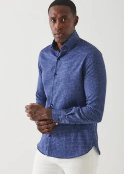 PATRICK ASSARAF Mirco-Check Cotton Shirt|Men Shirts