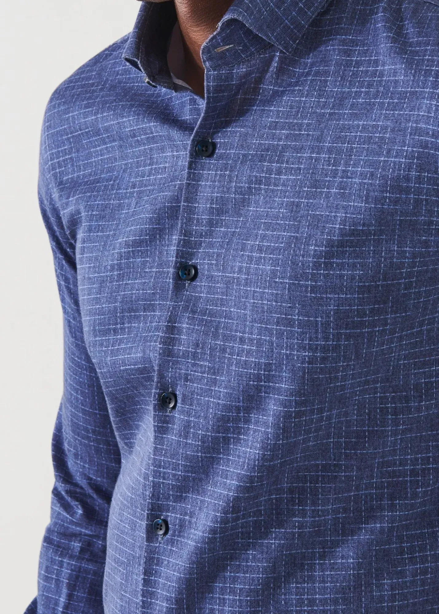 PATRICK ASSARAF Mirco-Check Cotton Shirt|Men Shirts