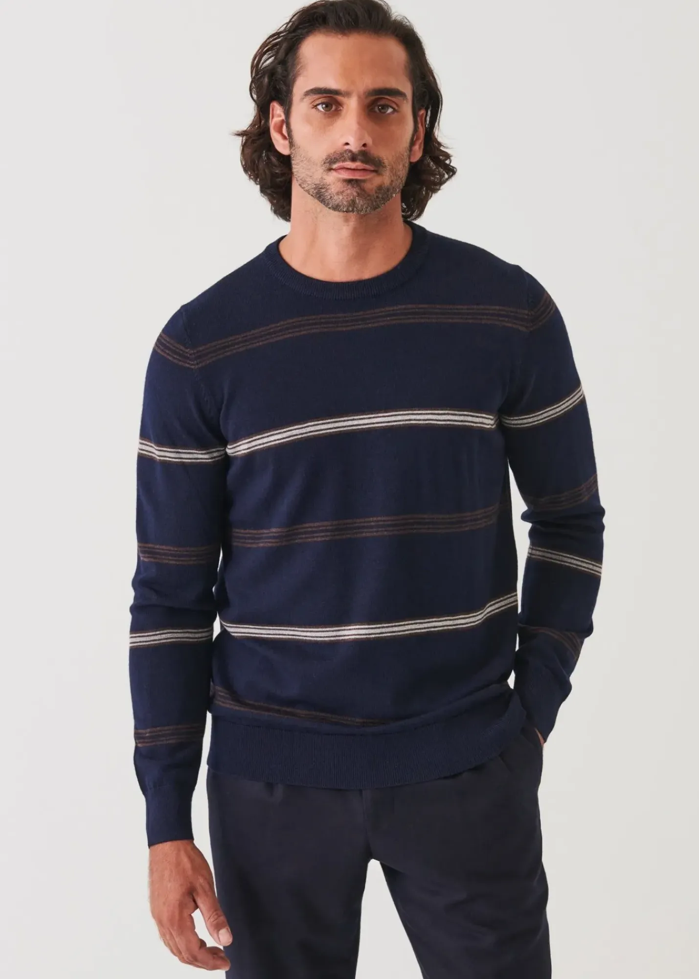 PATRICK ASSARAF Multi-Stripe Crewneck|Men Knitwear