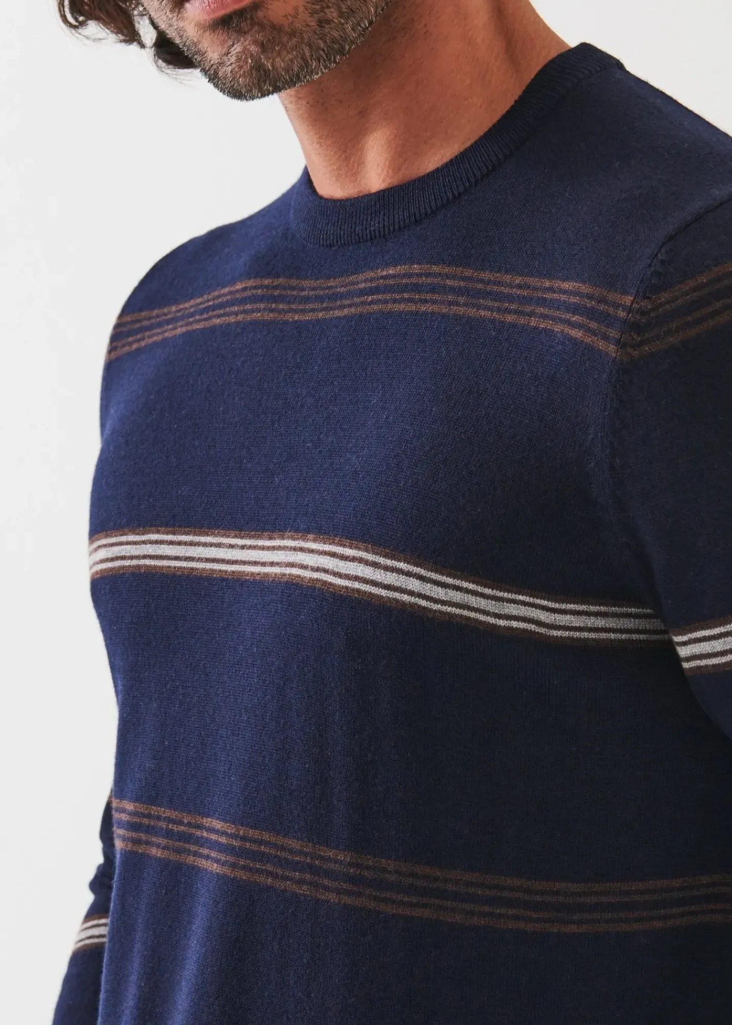 PATRICK ASSARAF Multi-Stripe Crewneck|Men Knitwear