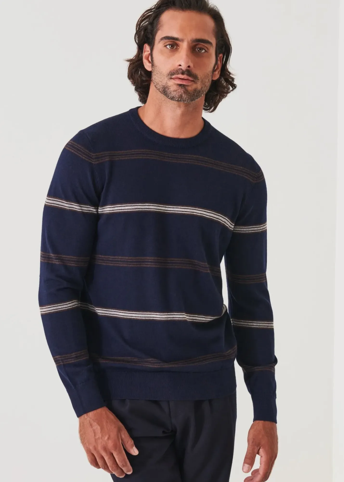 PATRICK ASSARAF Multi-Stripe Crewneck|Men Knitwear
