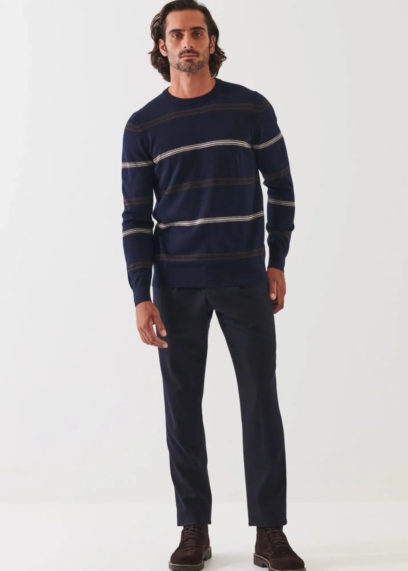 PATRICK ASSARAF Multi-Stripe Crewneck|Men Knitwear