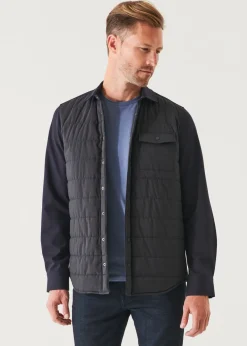 PATRICK ASSARAF Nylon Quilted Mix Media Shirt Jacket|Men Outerwear