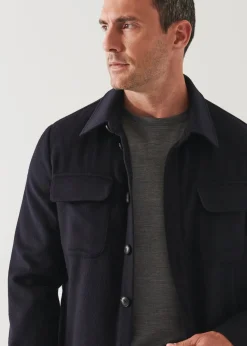 PATRICK ASSARAF Nylon Quilted Mix Media Shirt Jacket|Men Shirt Jackets