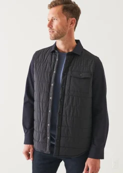 PATRICK ASSARAF Nylon Quilted Mix Media Shirt Jacket|Men Shirt Jackets