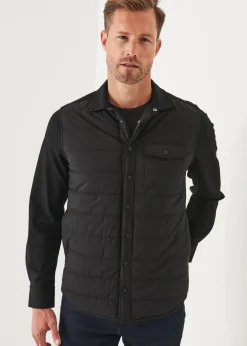 PATRICK ASSARAF Nylon Quilted Mix Media Shirt Jacket|Men Shirt Jackets