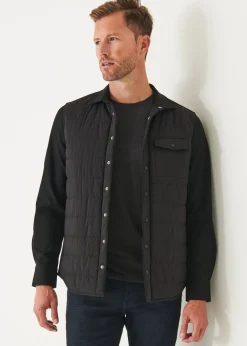 PATRICK ASSARAF Nylon Quilted Mix Media Shirt Jacket|Men Shirt Jackets