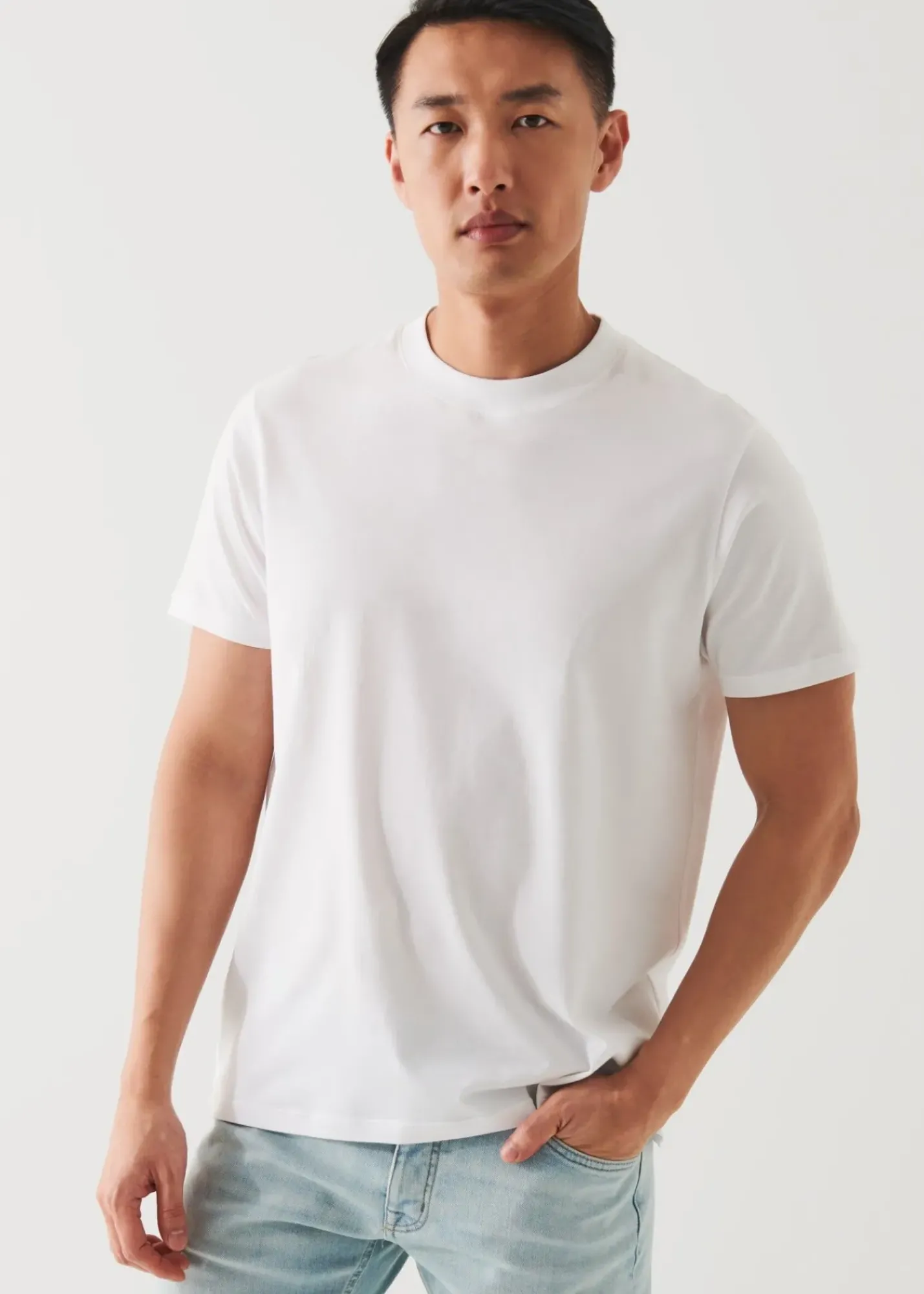 PATRICK ASSARAF Organic Pima Cotton High Neck T-Shirt|Men T-Shirts