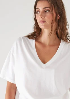 PATRICK ASSARAF Organic Pima Cotton Oversized V-Neck|Women T-Shirts