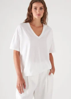 PATRICK ASSARAF Organic Pima Cotton Oversized V-Neck|Women T-Shirts