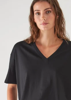 PATRICK ASSARAF Organic Pima Cotton Oversized V-Neck|Women T-Shirts