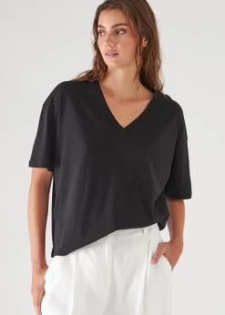 PATRICK ASSARAF Organic Pima Cotton Oversized V-Neck|Women T-Shirts