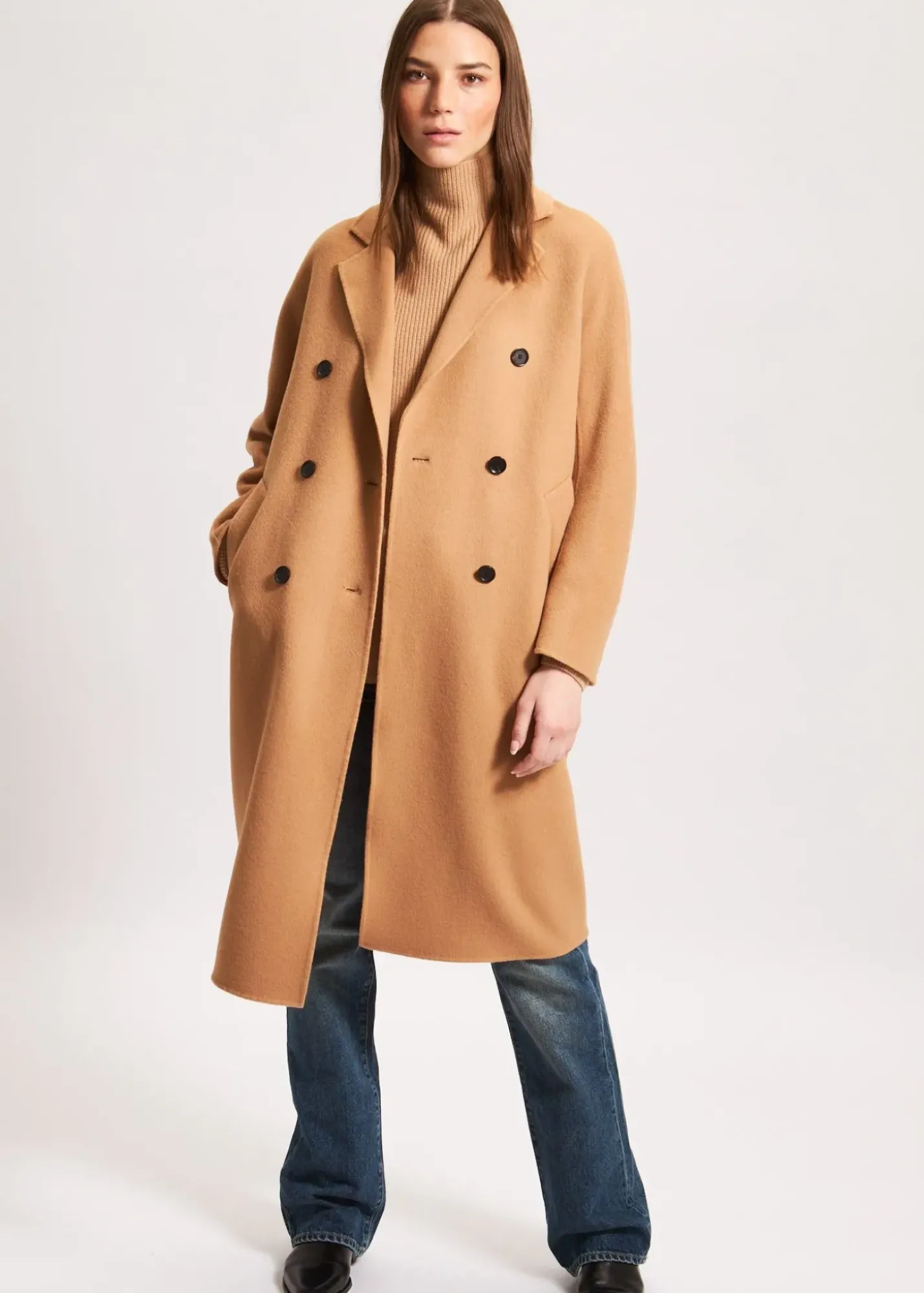 PATRICK ASSARAF Oversized Double Breasted Wool Coat|Women Outerwear