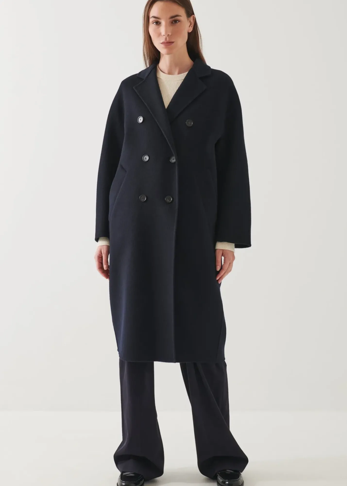 PATRICK ASSARAF Oversized Double Breasted Wool Coat|Women Outerwear