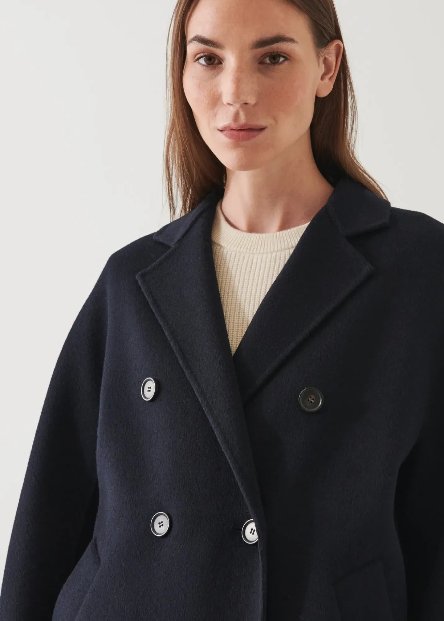 PATRICK ASSARAF Oversized Double Breasted Wool Coat|Women Outerwear