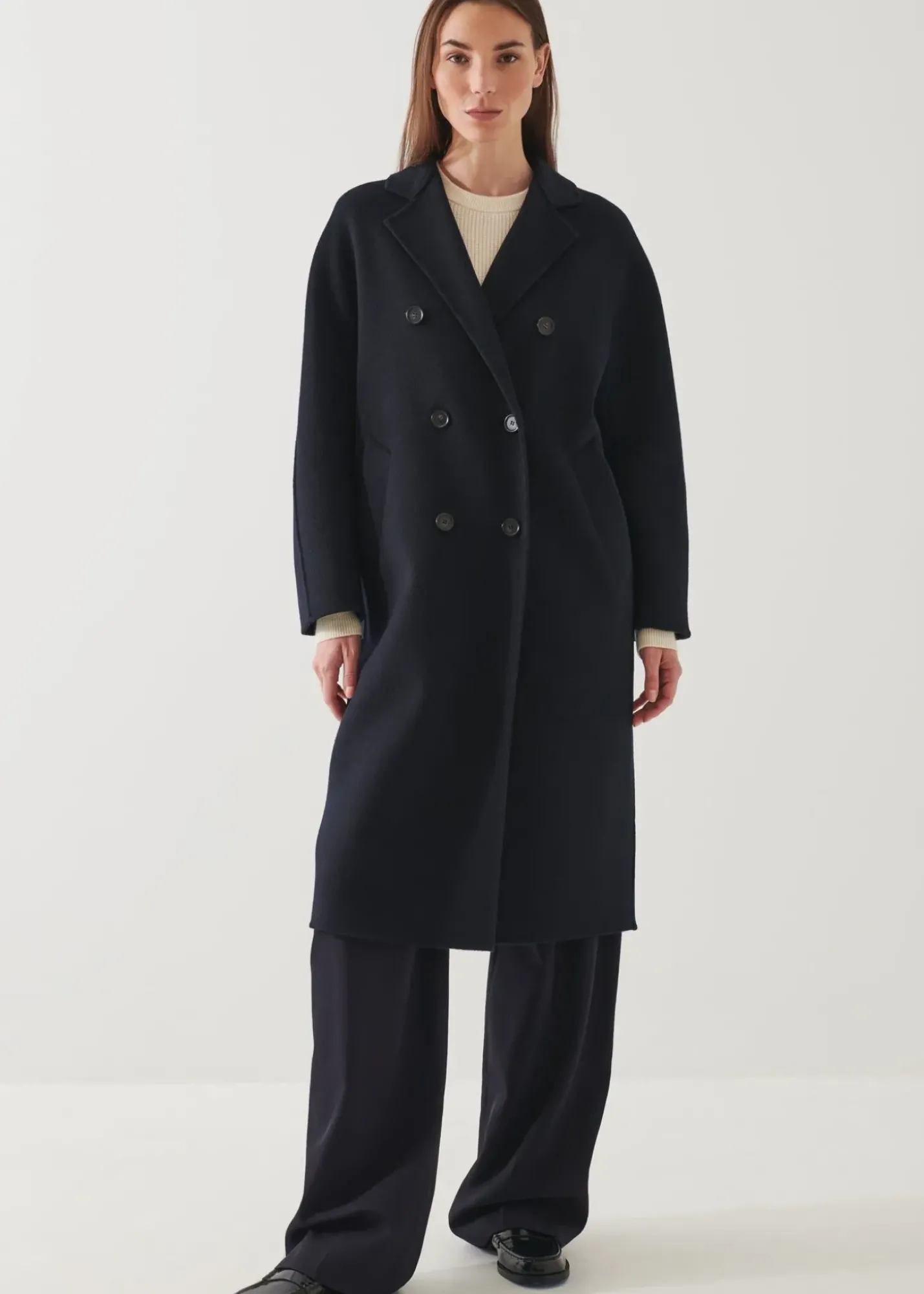 PATRICK ASSARAF Oversized Double Breasted Wool Coat|Women Outerwear