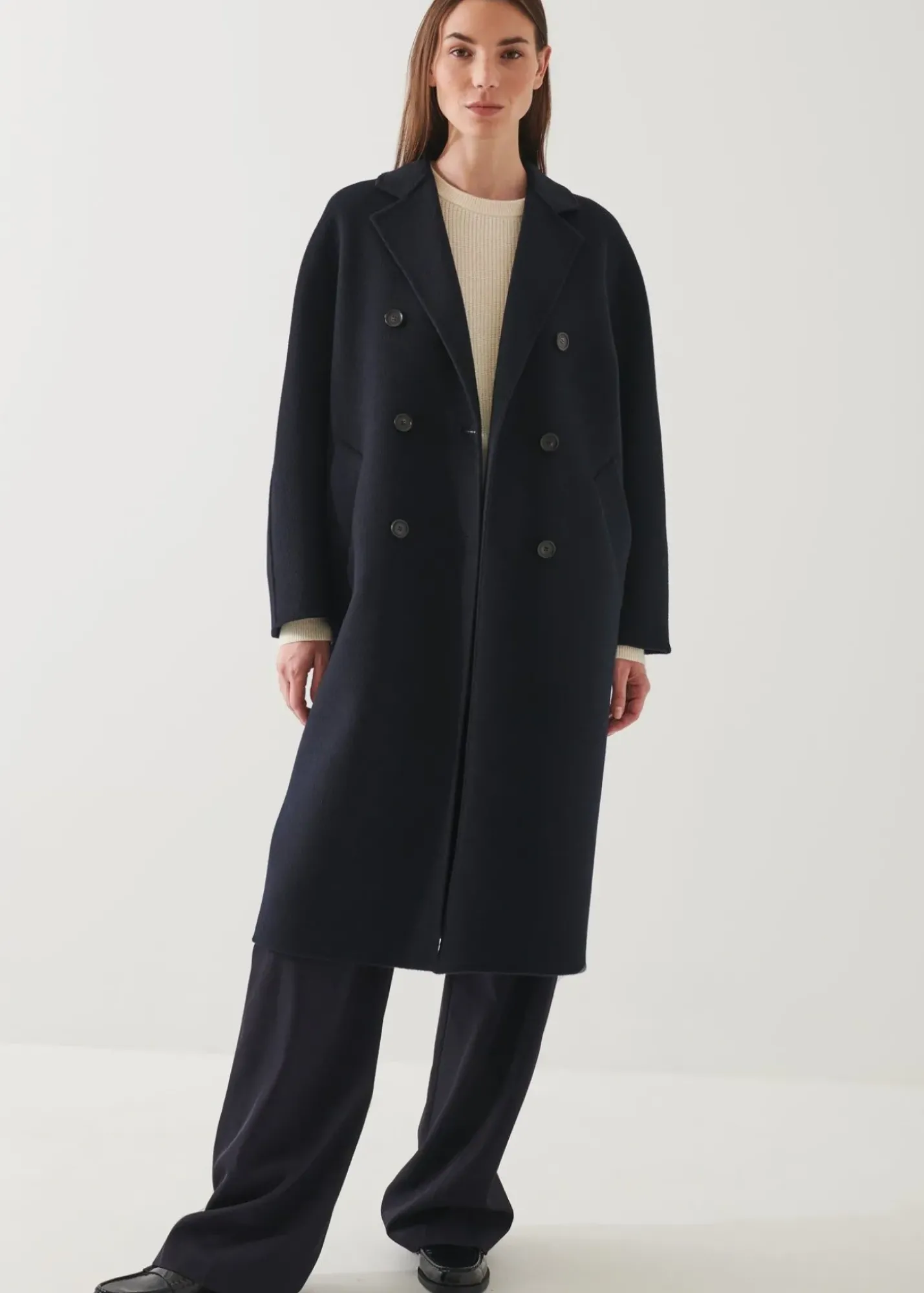 PATRICK ASSARAF Oversized Double Breasted Wool Coat|Women Outerwear