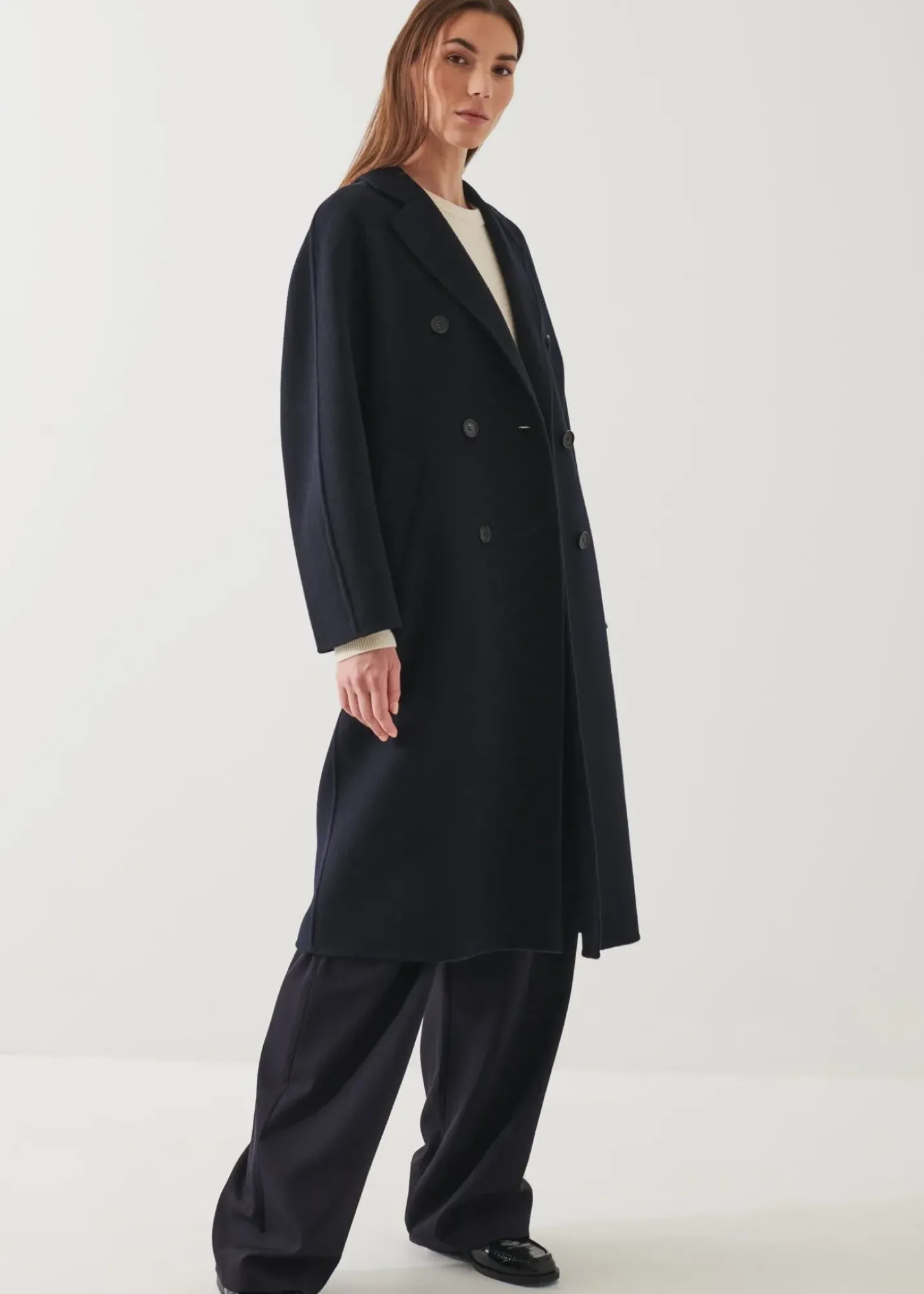 PATRICK ASSARAF Oversized Double Breasted Wool Coat|Women Outerwear