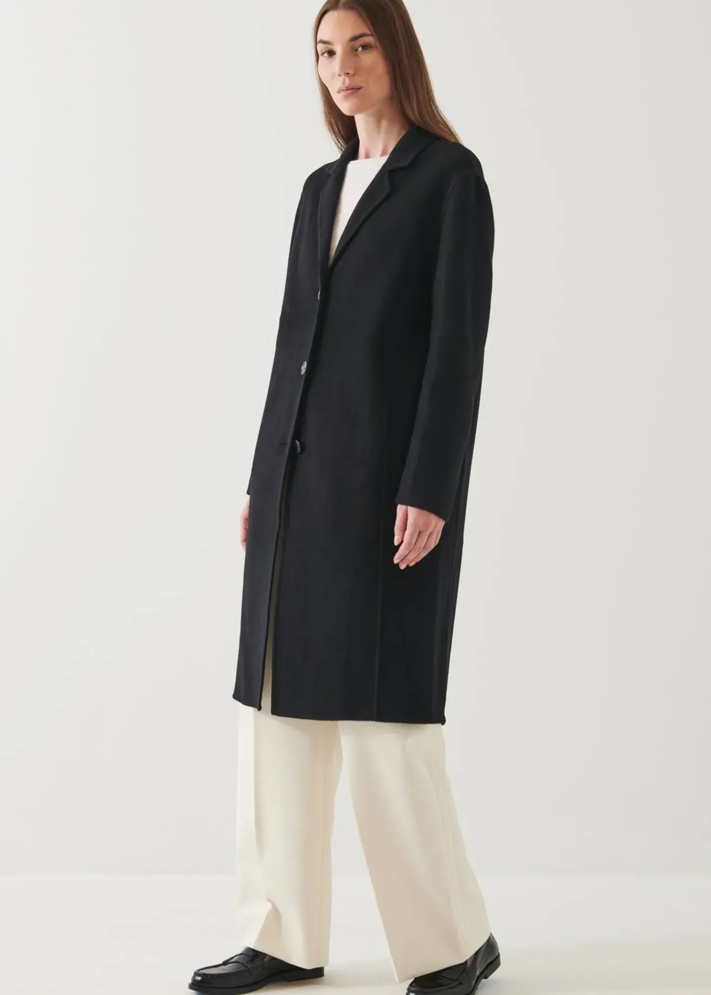 PATRICK ASSARAF Oversized Single Breasted Wool Coat|Women Outerwear