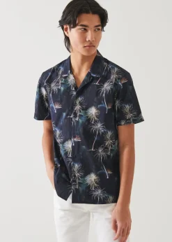 PATRICK ASSARAF Palm Tree Print Cotton Shirt|Men Shirts