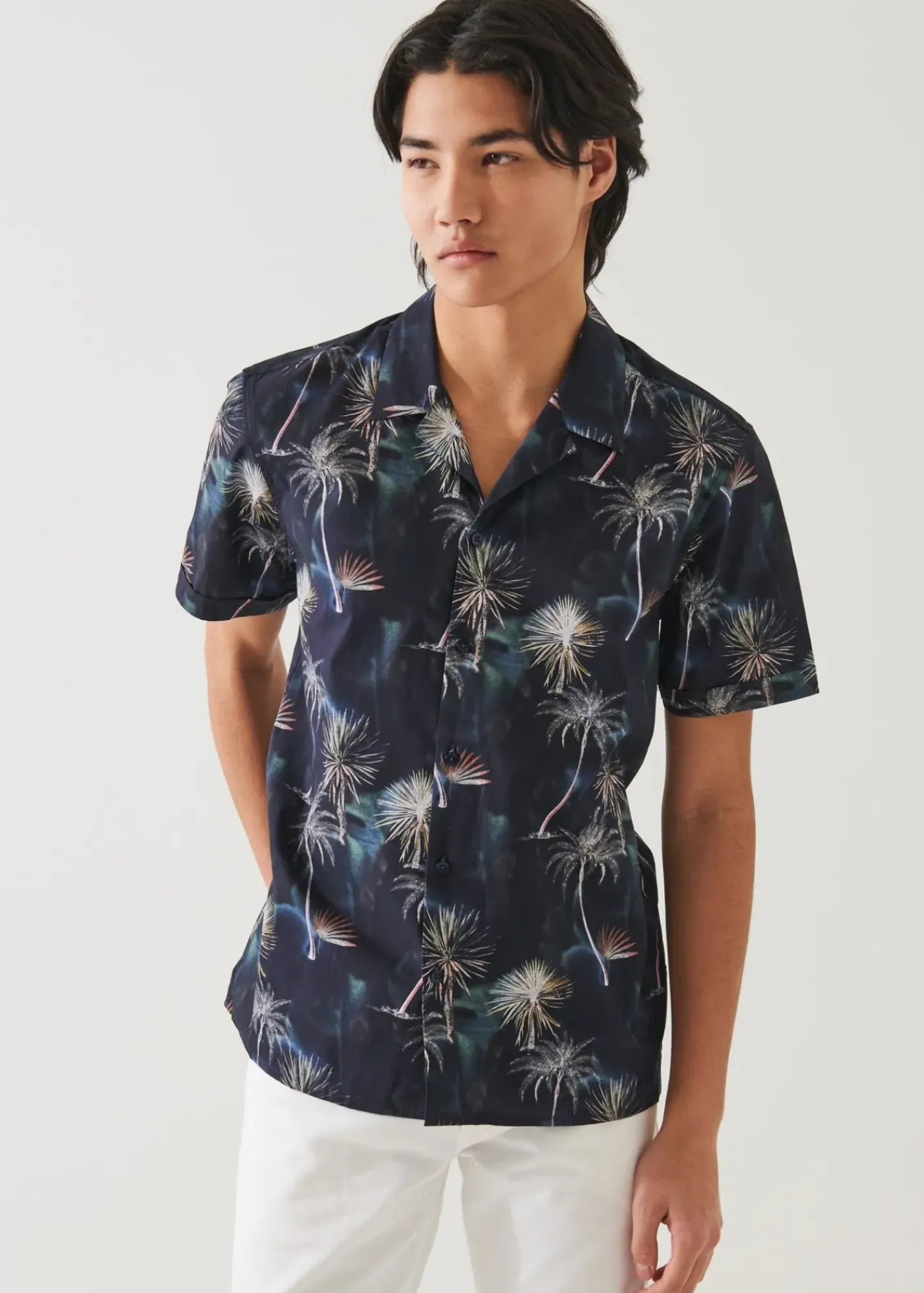 PATRICK ASSARAF Palm Tree Print Cotton Shirt|Men Shirts