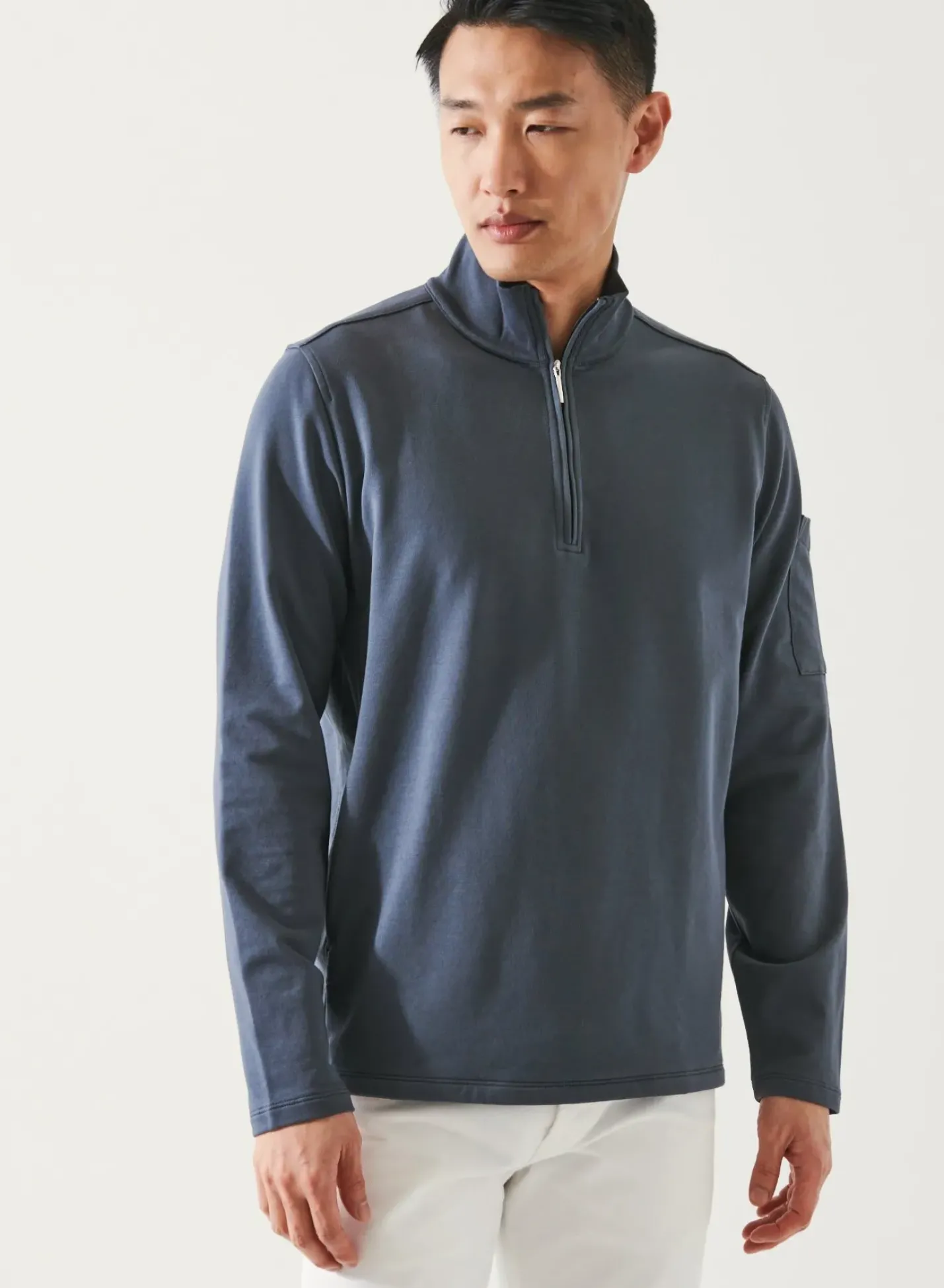 PATRICK ASSARAF Pima Cotton French Terry Quarter Zip|Men Sweatshirts & Hoodies