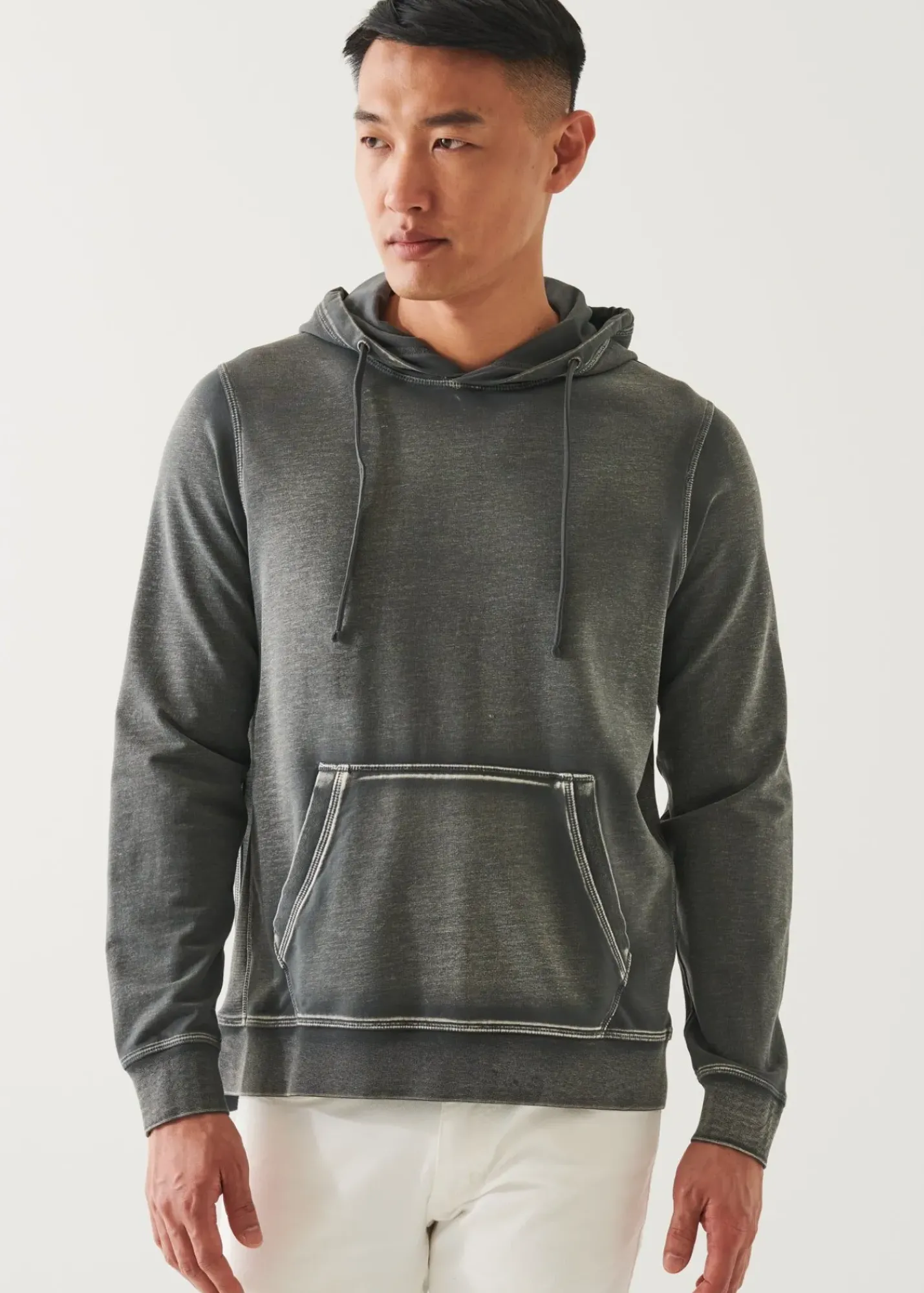PATRICK ASSARAF Pima Cotton French Terry Vintage Wash Hoodie|Men Sweatshirts & Hoodies