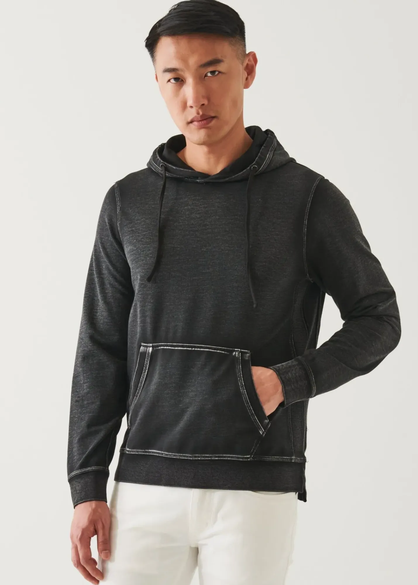PATRICK ASSARAF Pima Cotton French Terry Vintage Wash Hoodie|Men Sweatshirts & Hoodies