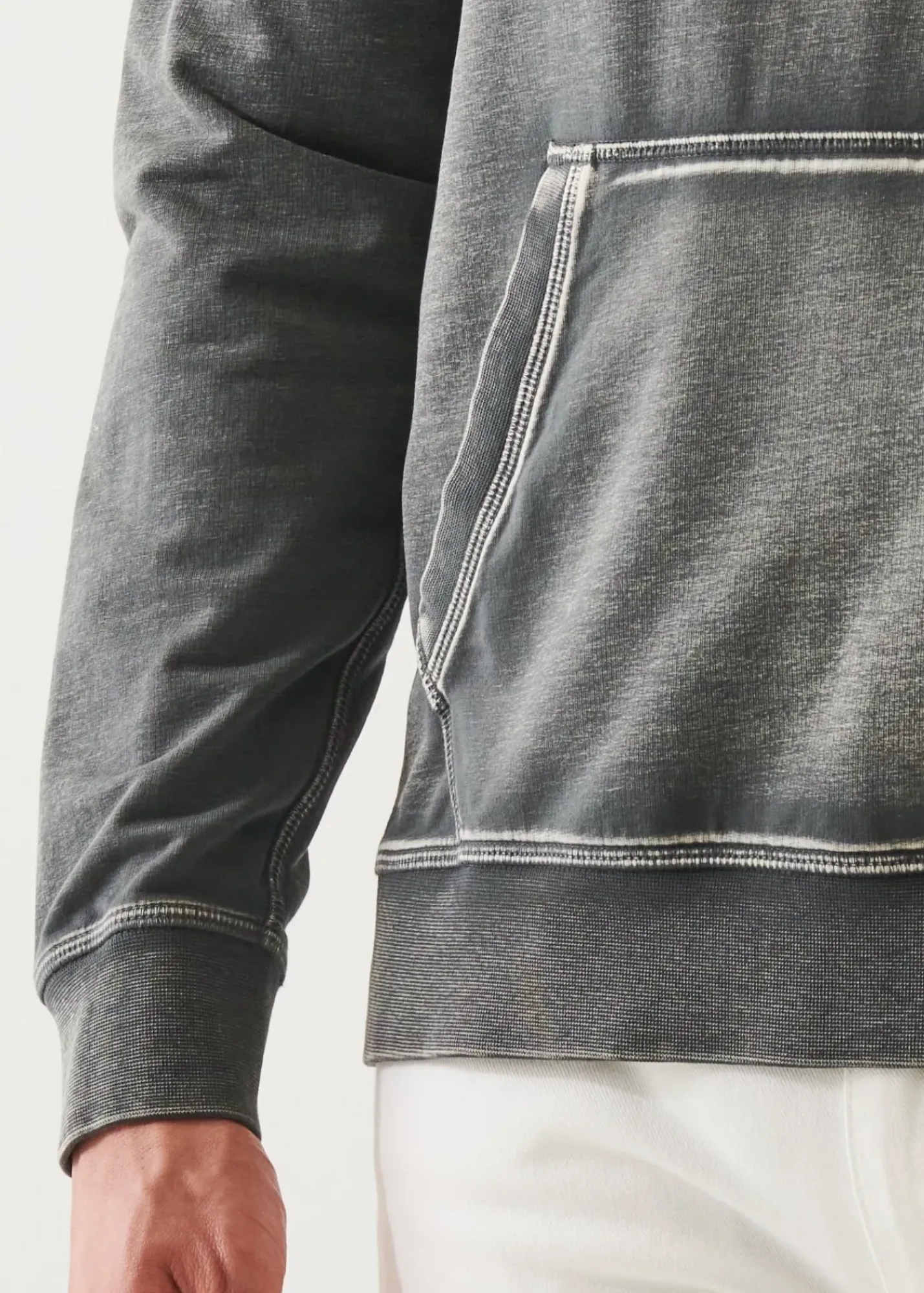 PATRICK ASSARAF Pima Cotton French Terry Vintage Wash Hoodie|Men Sweatshirts & Hoodies