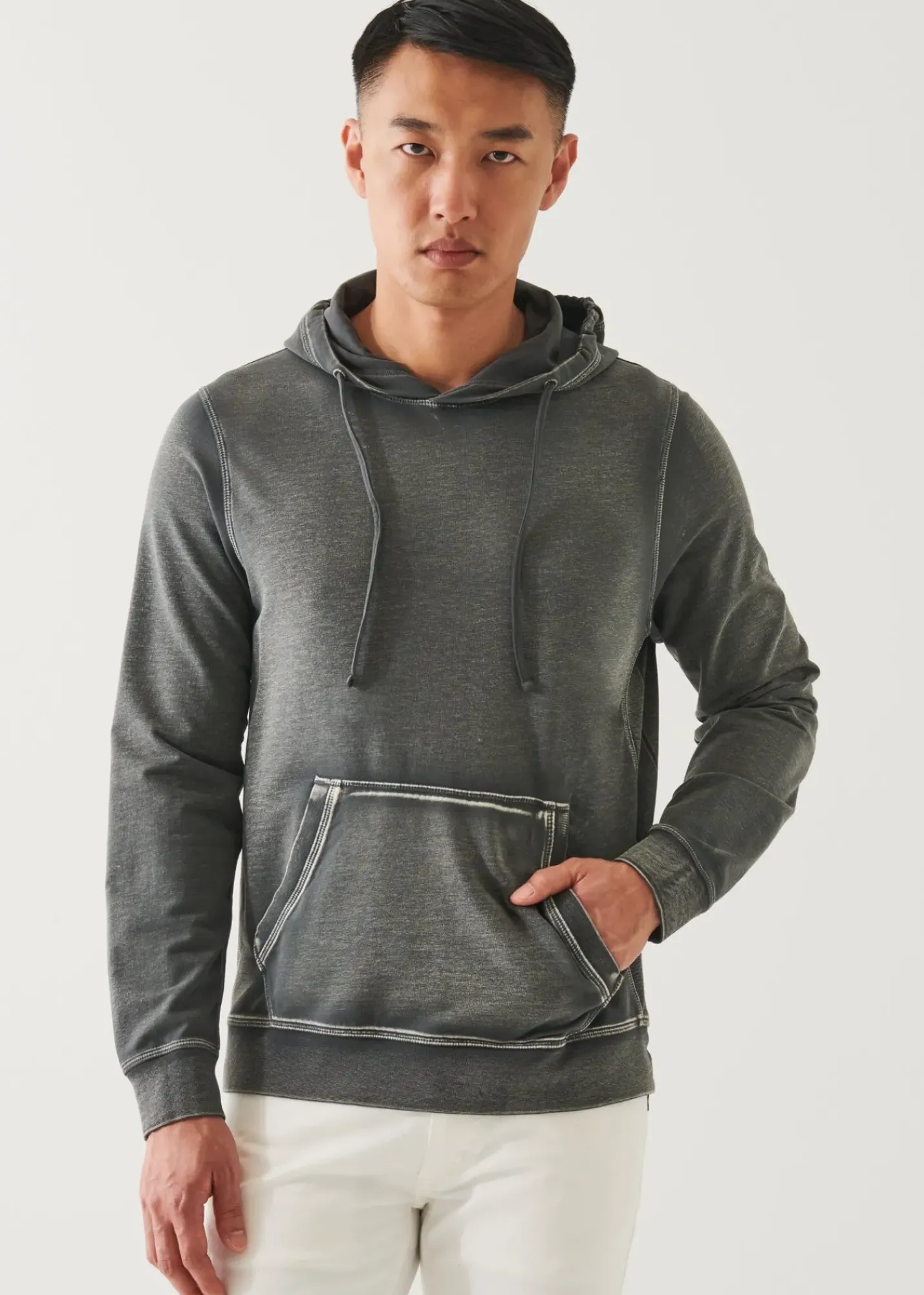 PATRICK ASSARAF Pima Cotton French Terry Vintage Wash Hoodie|Men Sweatshirts & Hoodies
