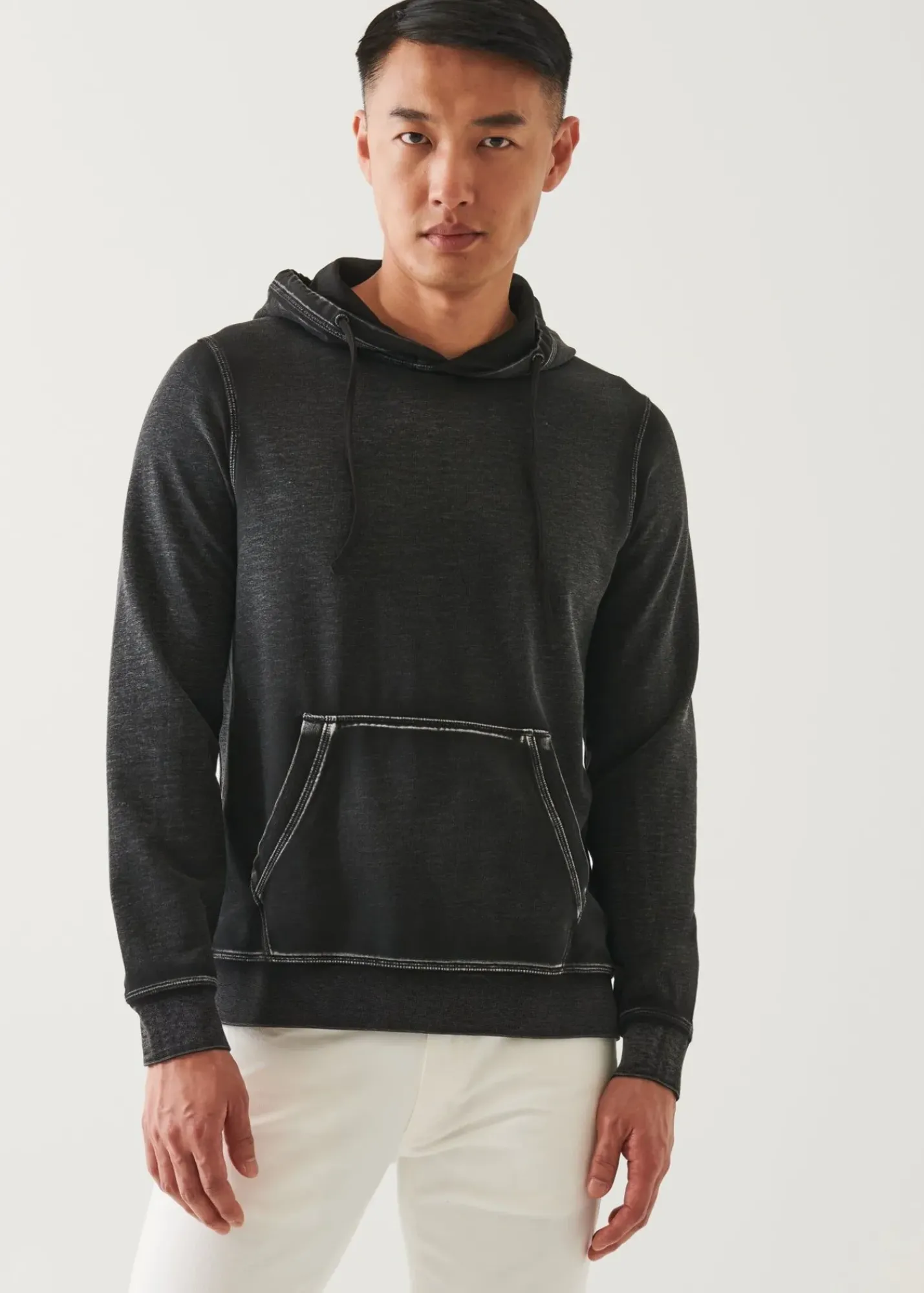 PATRICK ASSARAF Pima Cotton French Terry Vintage Wash Hoodie|Men Sweatshirts & Hoodies