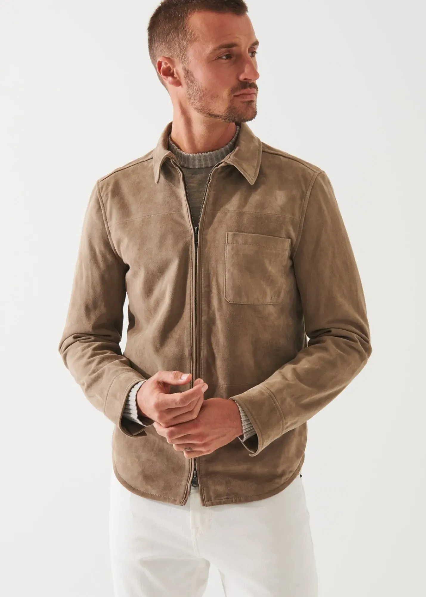 PATRICK ASSARAF Pima Cotton French Terry Overshirt|Men Shirt Jackets