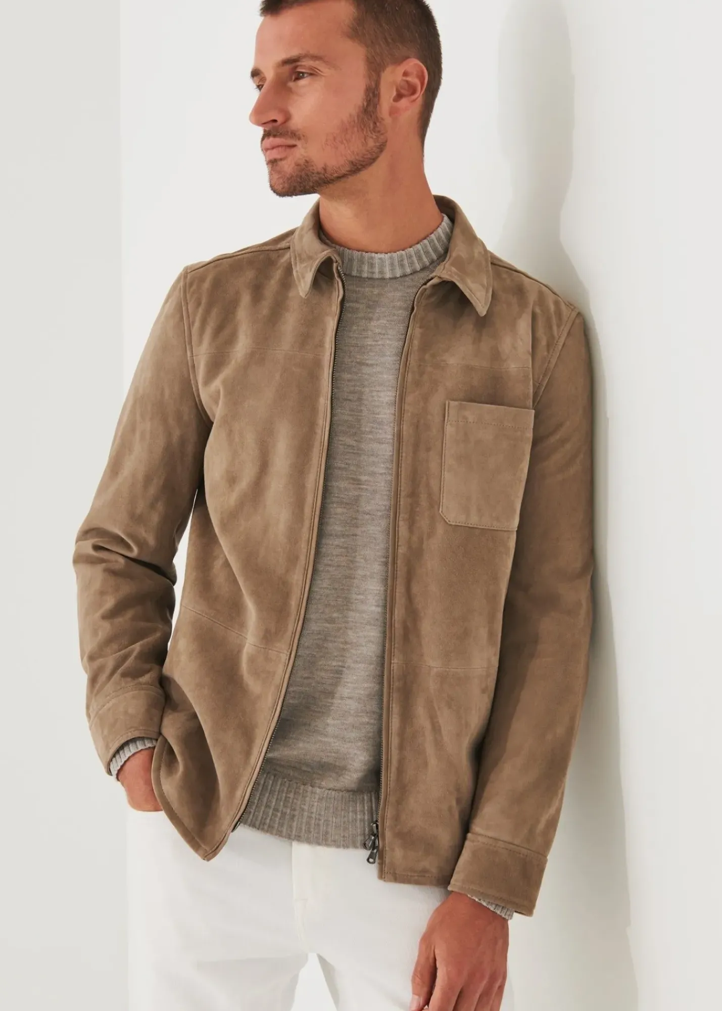 PATRICK ASSARAF Pima Cotton French Terry Overshirt|Men Shirt Jackets