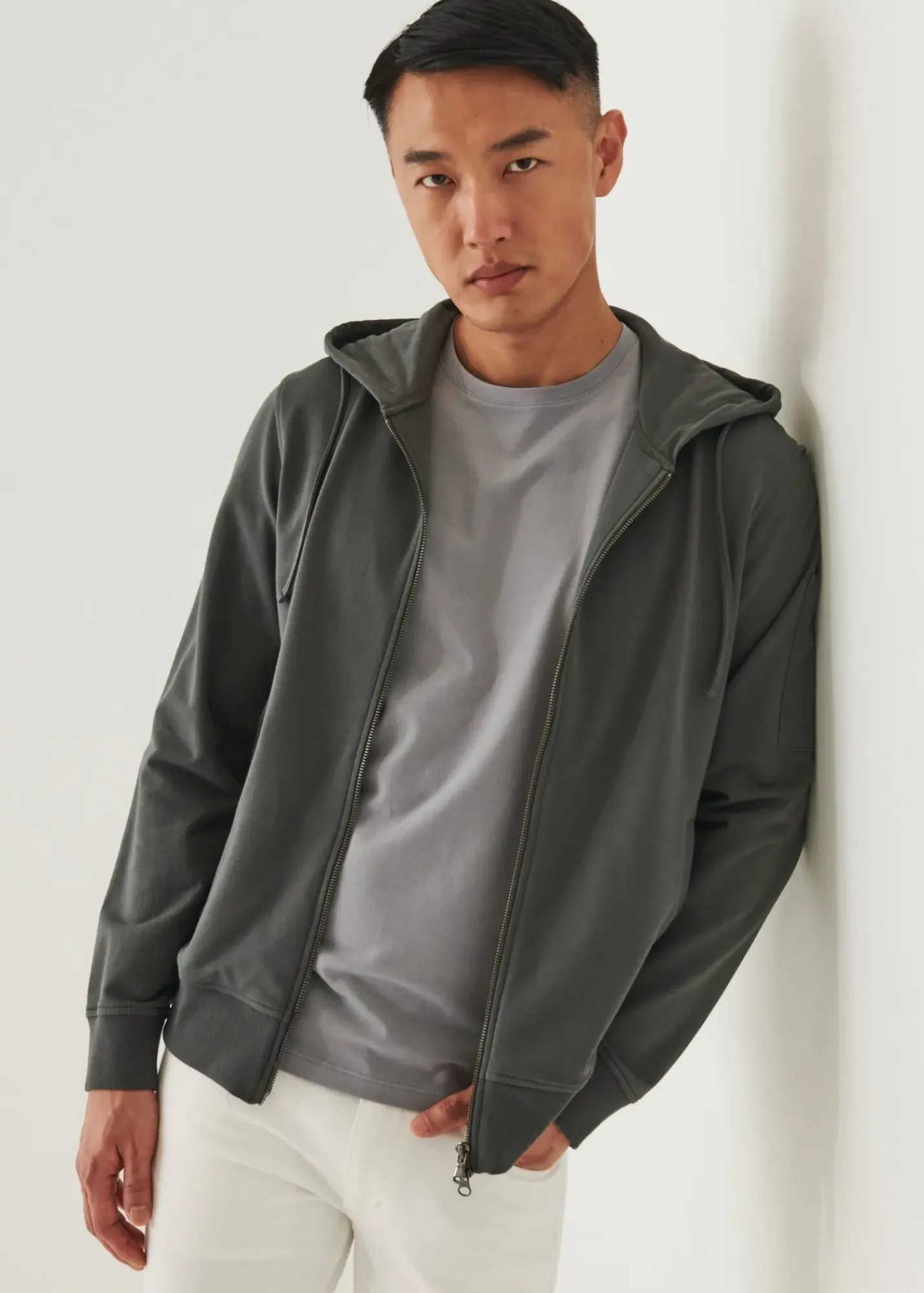 PATRICK ASSARAF Pima Cotton French Terry Soft Wash Sweatshirt|Men Sweatshirts & Hoodies