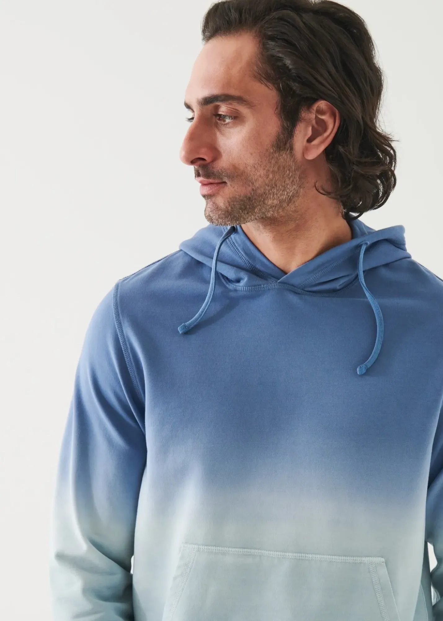 PATRICK ASSARAF Pima Cotton French Terry Degrade Popover Hoodie|Men Sweatshirts & Hoodies