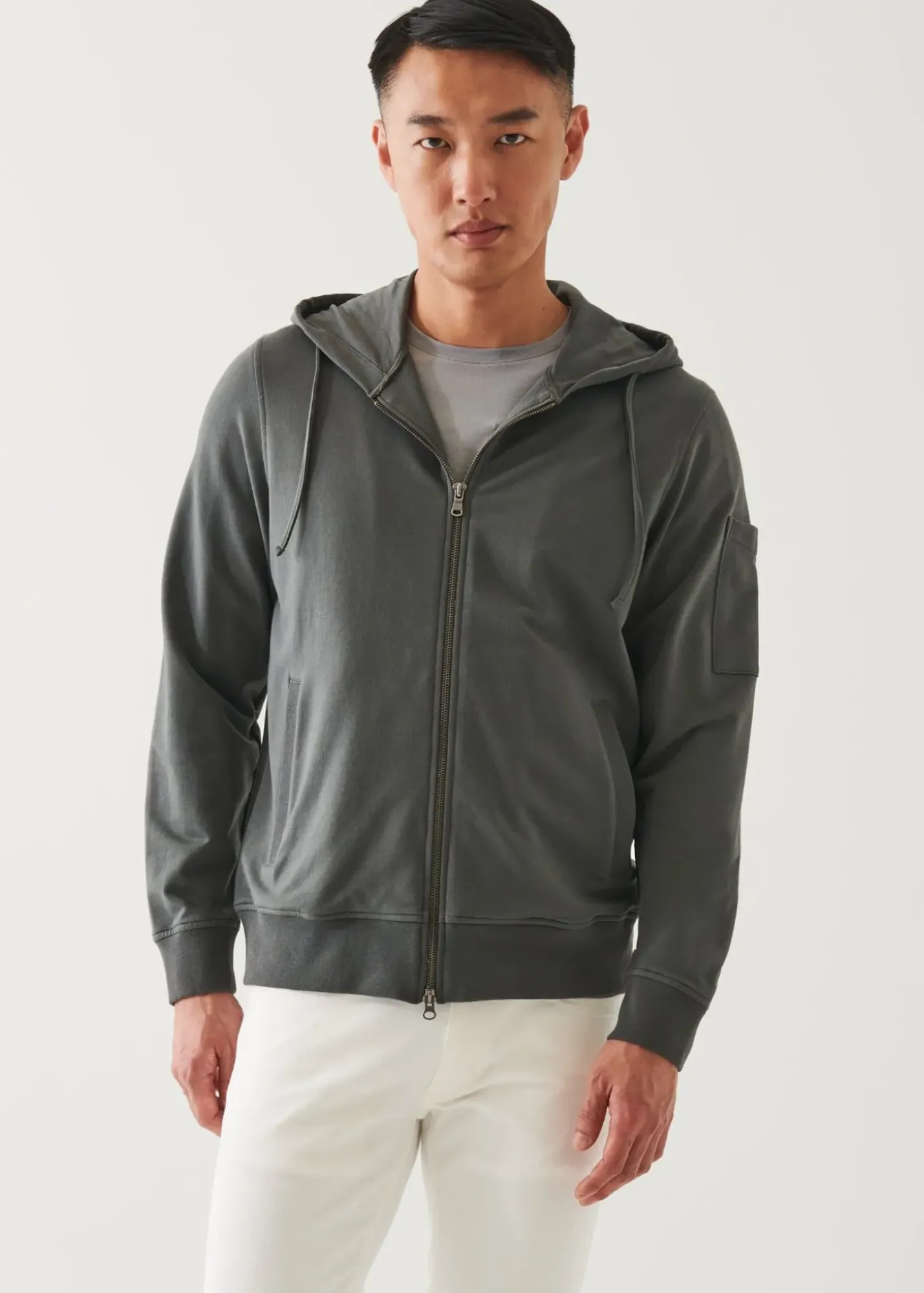 PATRICK ASSARAF Pima Cotton French Terry Zip-Up Hoodie|Men Sweatshirts & Hoodies