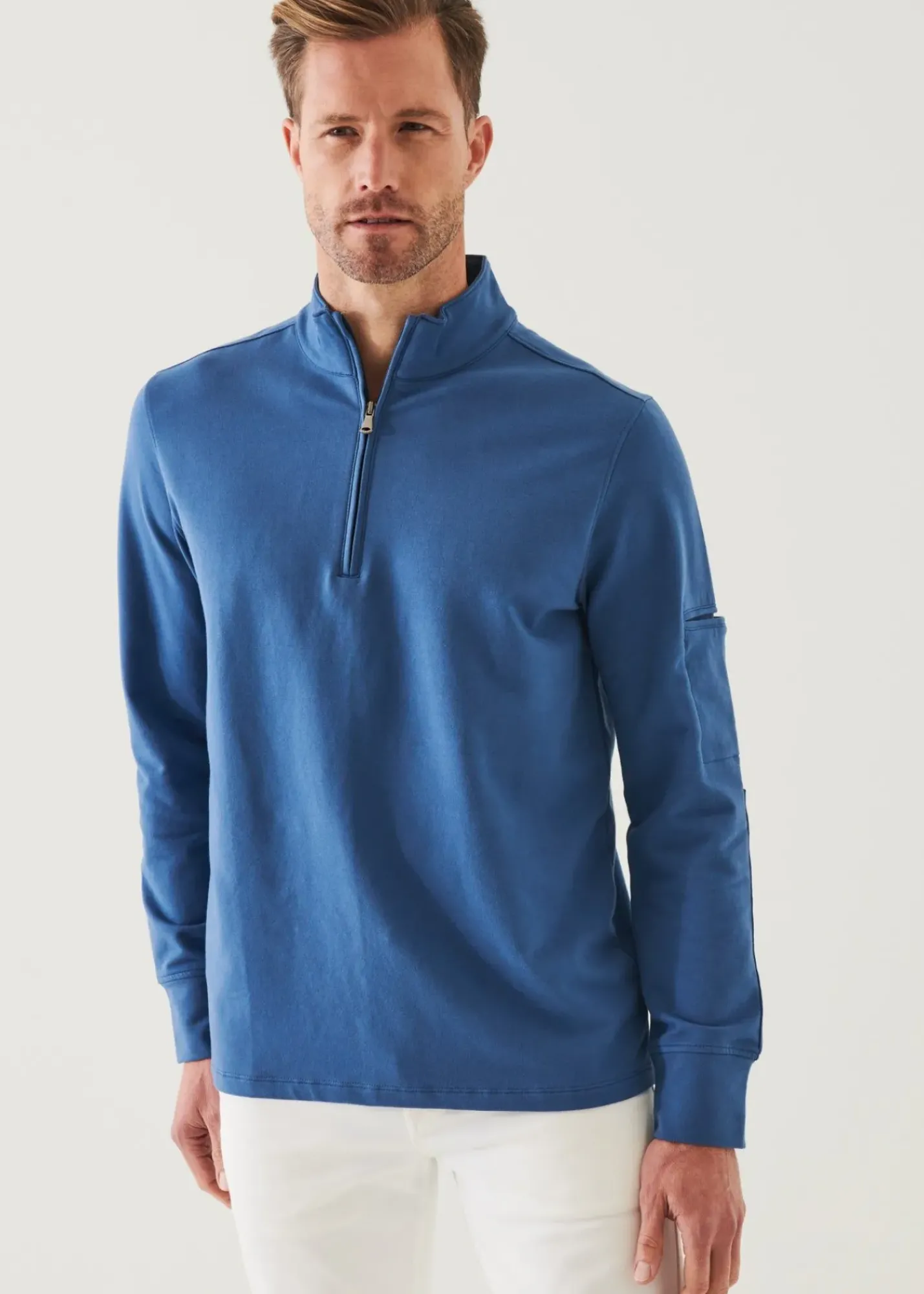 PATRICK ASSARAF Pima Cotton French Terry Quarter Zip|Men Sweatshirts & Hoodies