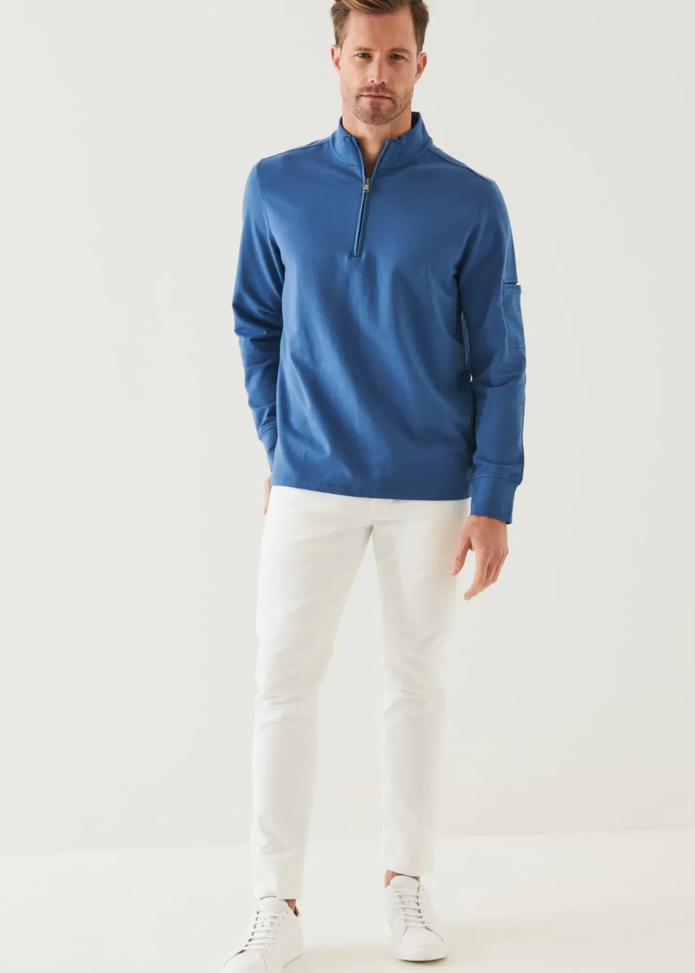 PATRICK ASSARAF Pima Cotton French Terry Quarter Zip|Men Sweatshirts & Hoodies