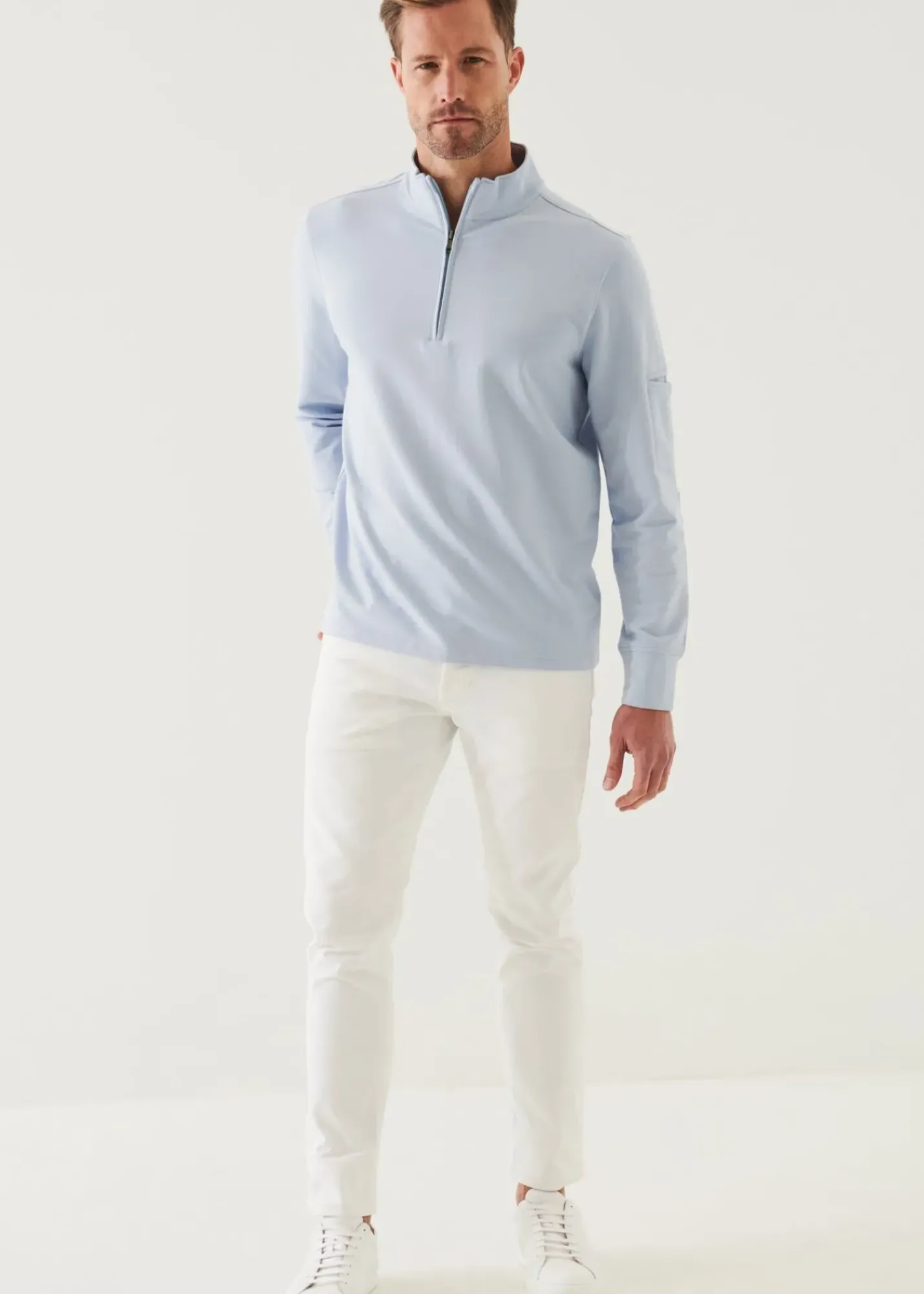 PATRICK ASSARAF Pima Cotton French Terry Quarter Zip|Men Sweatshirts & Hoodies