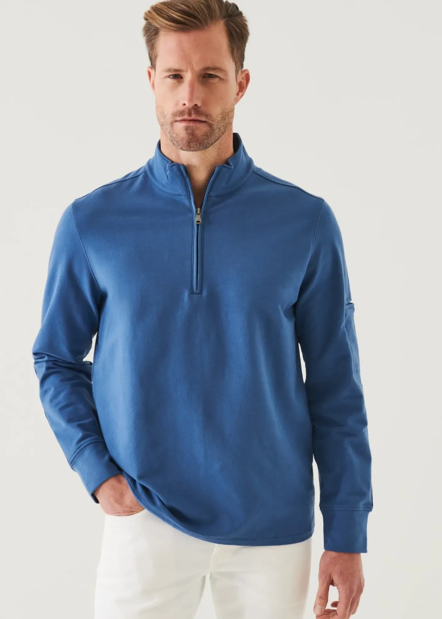 PATRICK ASSARAF Pima Cotton French Terry Quarter Zip|Men Sweatshirts & Hoodies