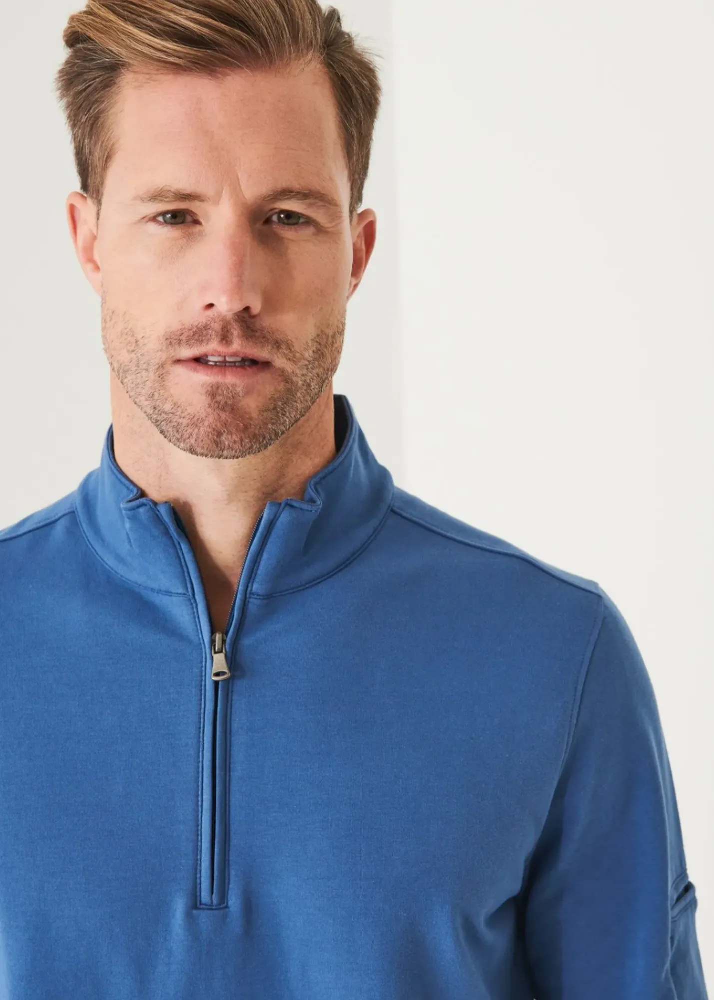 PATRICK ASSARAF Pima Cotton French Terry Quarter Zip|Men Sweatshirts & Hoodies