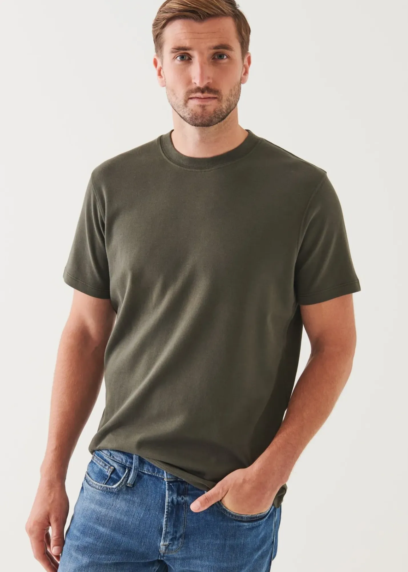 PATRICK ASSARAF Pima Cotton Stretch Brushed T-Shirt|Men T-Shirts