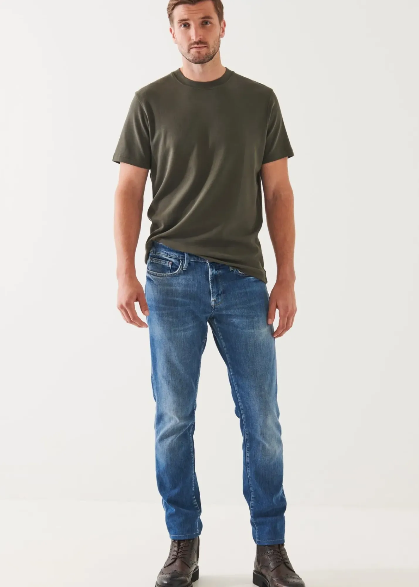 PATRICK ASSARAF Pima Cotton Stretch Brushed T-Shirt|Men T-Shirts