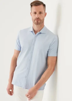 PATRICK ASSARAF Pima Cotton Stretch Button Front Shirt|Men T-Shirts