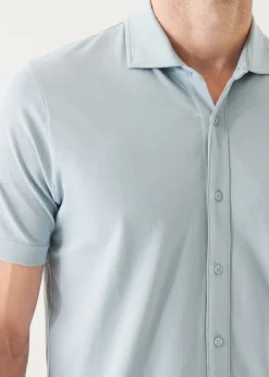 PATRICK ASSARAF Pima Cotton Stretch Button Front Shirt|Men T-Shirts