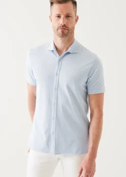 PATRICK ASSARAF Pima Cotton Stretch Button Front Shirt|Men Shirts